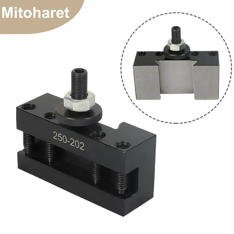 BXA Wedge Style Mini Lathe Tool Post Rack For Machines Up To 15 Inch Swing heavy-duty black metal construction with precision fit.