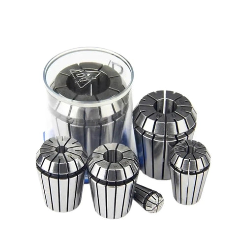 Premium One Piece Er High Precision Spring Collet For Engraving Machine Spindle with multiple sizes in clear container.