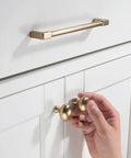5 Pack Classic Solid Cabinet Handles In Champagne Bronze, 8 Inch on white cabinet with hand holding knobs