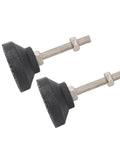 Two M8 Leveling Mounts Adjustable Furniture Foot Pads with Rubber Base and metal threads for heavy-duty stability.