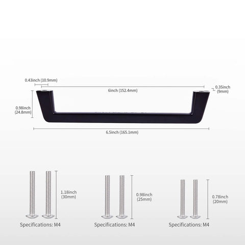 Measurements of Six Inch Black Cabinet Pulls Set Six Pack For Cabinets Drawers Bar Cabinets Bathroom Wardrobe Handles and screws.