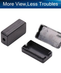 Ten Pack Heavy Duty ABS Plastic Electronic Project Enclosures Black Wiring Junction Boxes 1.89 X 1.02 X 0.61 Inches open view with lid off.