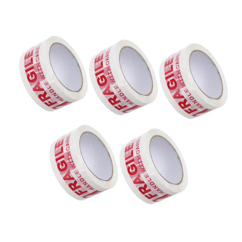 Fragile Warning Packing Tape Set With 5 Rolls, Heavy Duty Shipping Tape That Sticks Like Crazy, Bright Handle With Care Labels