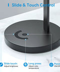 Base of Sleek Metal Smart LED Desk Lamp With WiFi And Voice Control HomeKit Alexa And Google Home Compatibility showing control pad