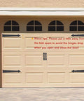 Magnetic Garage Door Decorative Hardware Kit With Faux Hinges And Handles, 6 Piece Set In Black on beige garage door
