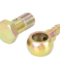 Two Sets 16mm Banjo Hose Barb Bolt Fitting With Bronze Tone Washers And Copper Spacers For Motorcycle And Car 4 Pieces Close-up