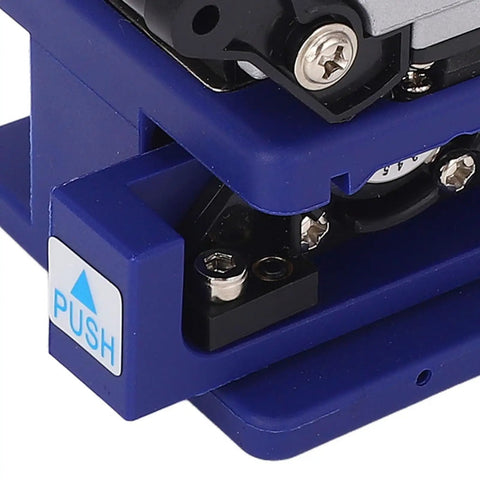 Cocoarm FC 6S Fiber Optic Splitter With Tungsten Steel Cutter showing push button mechanism for precise fiber cutting.