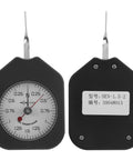 Dial Tension Tester Workhorse Pull Scale Meter For Micro Switches And Electronic Relays With Clear Viewing Cover ABS And Alloy Body Pro Grade Precision Readout For Relay Tip Pressure And Accurate Tension Checks, front and back views