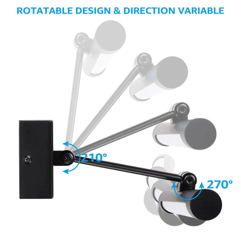 Adjustable LED Picture Light For Wall Art And Frames, Plug In Or Hardwired, CRI90, Full Metal Swing Arm Lamp, Rotatable Design