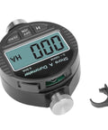 Top Shelf Digital Durometer Shore Hardness Tester With Bright LCD Screen For Spot On Results On Rubber Silicone Or Tire Plastic Portable And Built Tough For Daily Job Site Work Makes Measuring Dead Simple, showing LCD screen and measurement dial.