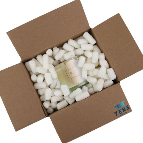 Hassle Free Biodegradable Corn Starch Packing Peanuts Bulk For Moving And Shipping fill a box protecting a fragile item.