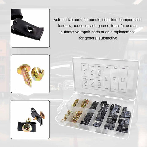 Shop Grade 170 Piece Auto Trim U Clip And Screw Kit With Nine Size Galvanized U Nuts for automotive repair parts and replacements.
