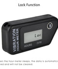 Vibration Activated Digital Hour Meter Self Powered Wireless Resettable Job Timer With User Lock For Generator Lawn Mower Motor Marine ATV And Gear That Vibrates At Work lock function display