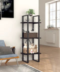 Three Tier Engineered Wood Book Cabinet In Black For Home Office Dope Industrial Style Bookshelf With Sturdy Build And Three Shelves