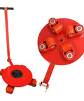 Premium Heavy Duty 22000 Lbs Machinery Skate Dolly With 360 Degree Rotation And Badass Smooth Polyurethane Wheels for heavy loads, red design.