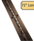 Beefy Heavy Duty One And A Half By Seventy Two Inch Continuous Piano Hinge in Antique Bronze, 0.060 Leaf Thickness, Front View