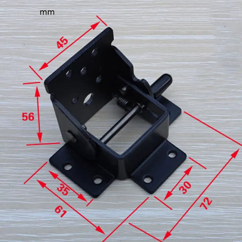 90 Degree Self Locking Folding Hinge for Tables Chairs Benches Beds and Coffee Tables Black Heavy Duty Leaf Hardware dimensions shown