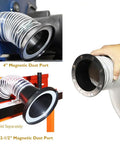 Killer Quality Two And One Half Inch Dust Collection Steel Ports Two Pack with magnetic dust ports and clamps for woodworking.
