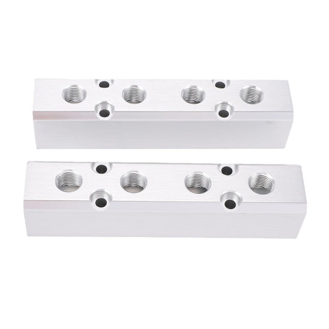 Air Compressor Manifold 4 Way 6 Port Aluminum Distribution Block For Pneumatic Systems With 1/2 NPT Supply And 1/4 NPT Outputs