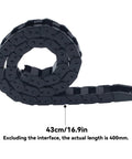 16.9in Opening Type Drag Chain Kit For P1P P1S P2S X1 X1C Flexible Nested Wire Carrier Cable Track, black, rolled up