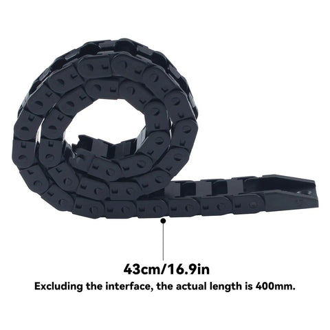 16.9in Opening Type Drag Chain Kit For P1P P1S P2S X1 X1C Flexible Nested Wire Carrier Cable Track, black, rolled up