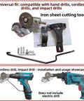 Upgrade Your Shop With This Electric Drill Shears Attachment for cutting iron sheets with a hand drill.