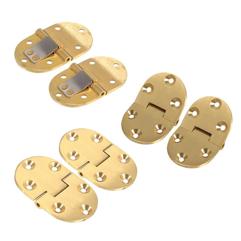 Top-Notch Brass Hinges Set For Folding Tables, 2 Pcs, Round Edge, 2-1/2 X 1-1/2 Inches, Heavy-Duty, Smooth Gloss Finish