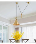 Creative Lifting Ceiling Hanging Light Modern Cooper Adjust Line Pendant Lamp for Bar Home Restaurant,Exquisite above yellow flowers.