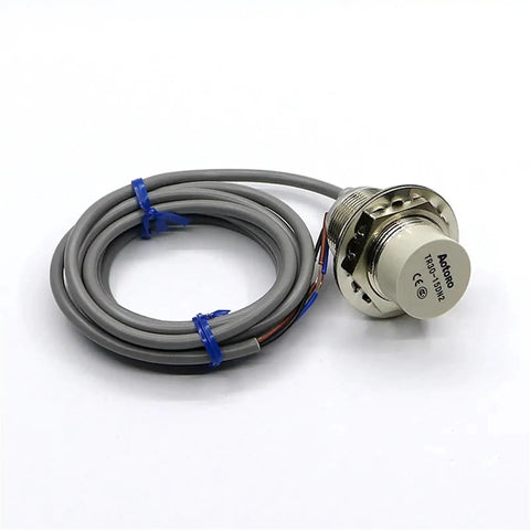 Motion Sensor Alarm TR30-15DO Non Flush Cylinder Proximity With Photoelectric Sensors Proximity Alarm System For Industrial Doors Easy Install Heavy Duty Build Quick Detection Reliable Security, gray cable