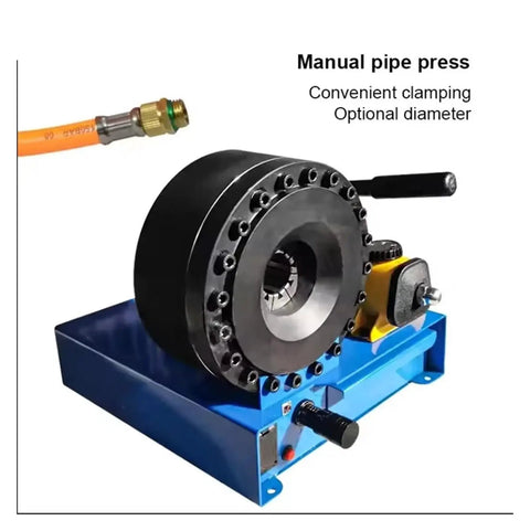 Tough As Nails Portable Manual Hydraulic Hose Crimper Press Tool For 6 To 25 Mm Size with blue base and clamping feature.