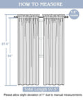 Illustration of measuring 96-inch Dark Grey Curtains Two Panels Light Filtering Faux Linen Textured for Living Room Farmhouse Style