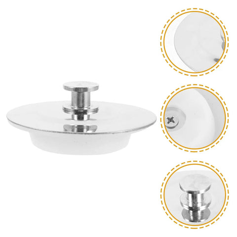 Bathtub Drain Plug Silicone and Stainless Steel for 42-44mm Holes, round design, close-up on metal finish and stopper detail.