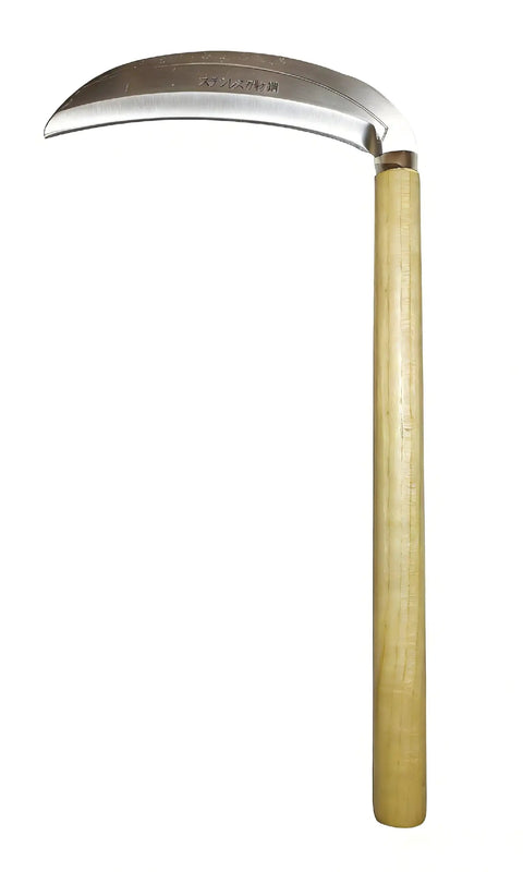 Grass Sickle With Sharp 7.7 Inch Stainless Steel Blade Lightweight Gardening And Harvest Tool For Weeding Lawn Edges And Easy One Handed Use Great For Trimming Soft Grass And Harvesting Veggies with wooden handle