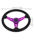 Detachable Racing Steering Wheel For Golf Cart ATV Kart Beach Buggy Purple Aluminum Alloy Quick DIY Install