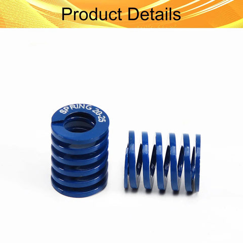 Two Pack Blue Light Load Die Springs For 3D Printers, 20 Mm Outer Diameter, 10 Mm Inner Diameter, 25 Mm Long, Closed Design High Precision, Compact And Durable Springs Ideal For Light Load Extrusion And Printer Mechanisms.
