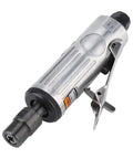 Top Tier 25000 Rpm Air Die Grinder Kit With Quick Chuck And 16 Piece Set showing the air die grinder with metal finish and throttle lever for precision work.