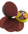 20 Pcs 3 Inch 75 Mm Red Sandpaper Discs With Hook Loop Fastener for sanding tools, showing multiple discs and backing pad.
