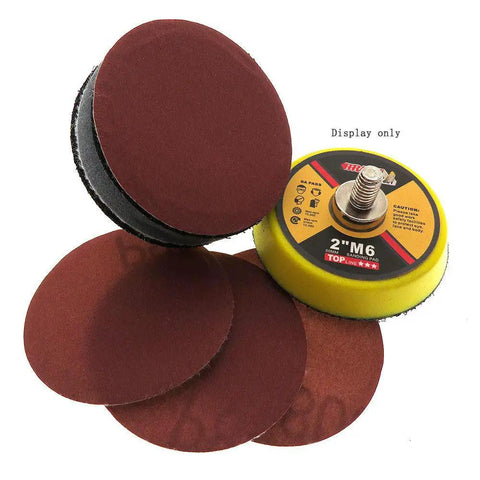 20 Pcs 3 Inch 75 Mm Red Sandpaper Discs With Hook Loop Fastener for sanding tools, showing multiple discs and backing pad.