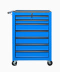 Top Tier 72 Inch Rolling Tool Chest 79 Inches Tall Features 14 Smooth Drawers 3 Cabinets Pegboard Back For Badass Garage Organization, blue metal chest with key lock.