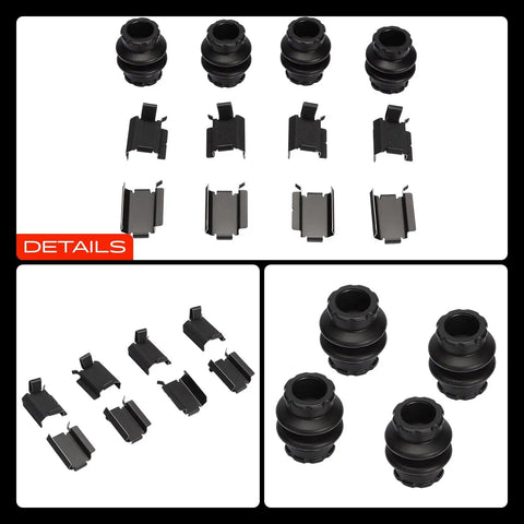 Top Tier Rear Side Disc Brake Hardware Kit For Ford Explorer Edge Taurus Flex Dodge Journey Grand Caravan Chrysler Town And Country Lincoln Mkx Mks 2009 To 2016 Smooth Stops Guaranteed, black steel clips