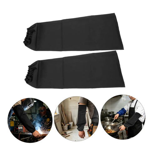 Super Tough Flame Resistant Welding Sleeves For Men And Women To Catch Burning Sparks And Dust While You Grind Steel Or Handle Daily Shop Tasks In Durable Black Fireproof Arm Guards