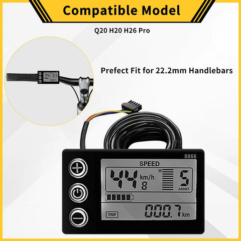Display Screen For Q20 H20 H26 Pro Electric Bicycles Ride Ready All In One LCD Readout With Real Time Speed Odometer Battery Level PAS