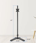 Tall Floor Monitor Mount With Extra Long 47 Inch Pole For Free Standing Desk Setup Adjustable Single Arm Fits 13 To 27 Inch Screens