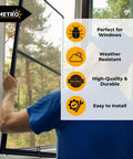 Man installing window screen using Round Screen Spline One Eighth Inch Black Vinyl Roll For Windows And Sliding Doors Long Roll Of 1500 Feet
