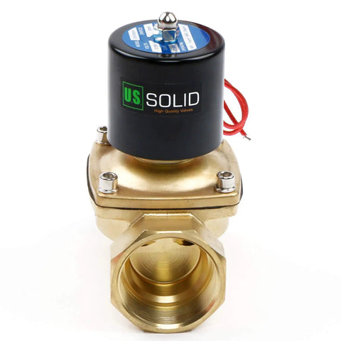 Two Inch Brass Electric Solenoid Valve 12VDC, Normally Closed For Non Potable Water And Fuel Lines, heavy duty industrial