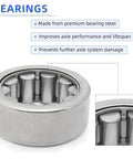 Close-up of premium bearing steel in Rear Axle Bearing and Wheel Seal Driver and Passenger Kit for Ford Trucks With 9.75 Inch Ring Gear Fits F 250 F 150 and Other 9.75 Ring Gear Axle Applications