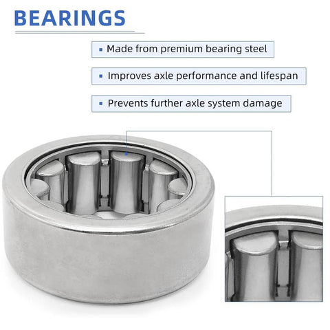 Close-up of premium bearing steel in Rear Axle Bearing and Wheel Seal Driver and Passenger Kit for Ford Trucks With 9.75 Inch Ring Gear Fits F 250 F 150 and Other 9.75 Ring Gear Axle Applications