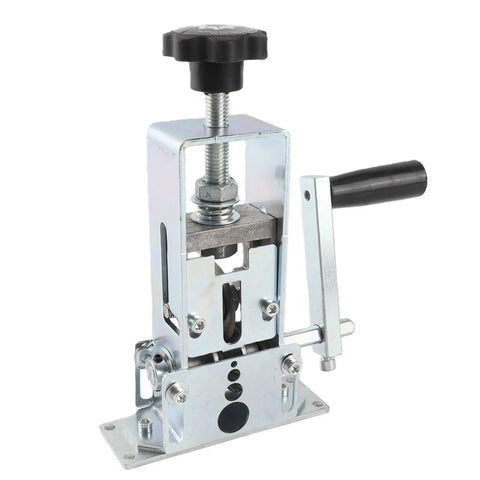Heavy Duty Drill Powered Wire Stripper Rock Solid Adjustable Electric Cable Stripping Tool close-up view of metallic design.