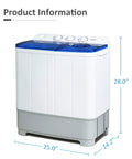 Portable Washing Machine 21 Lb Compact Twin Tub Washer And Spin Dryer Combo For Apartment Dorm Rv Laundry, dimensions 28x25x14.2 inches.
