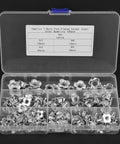 120 Piece Tee Nut Set Carbon Steel Galvanized For Wood Projects and Furniture Hardware in clear organizer box